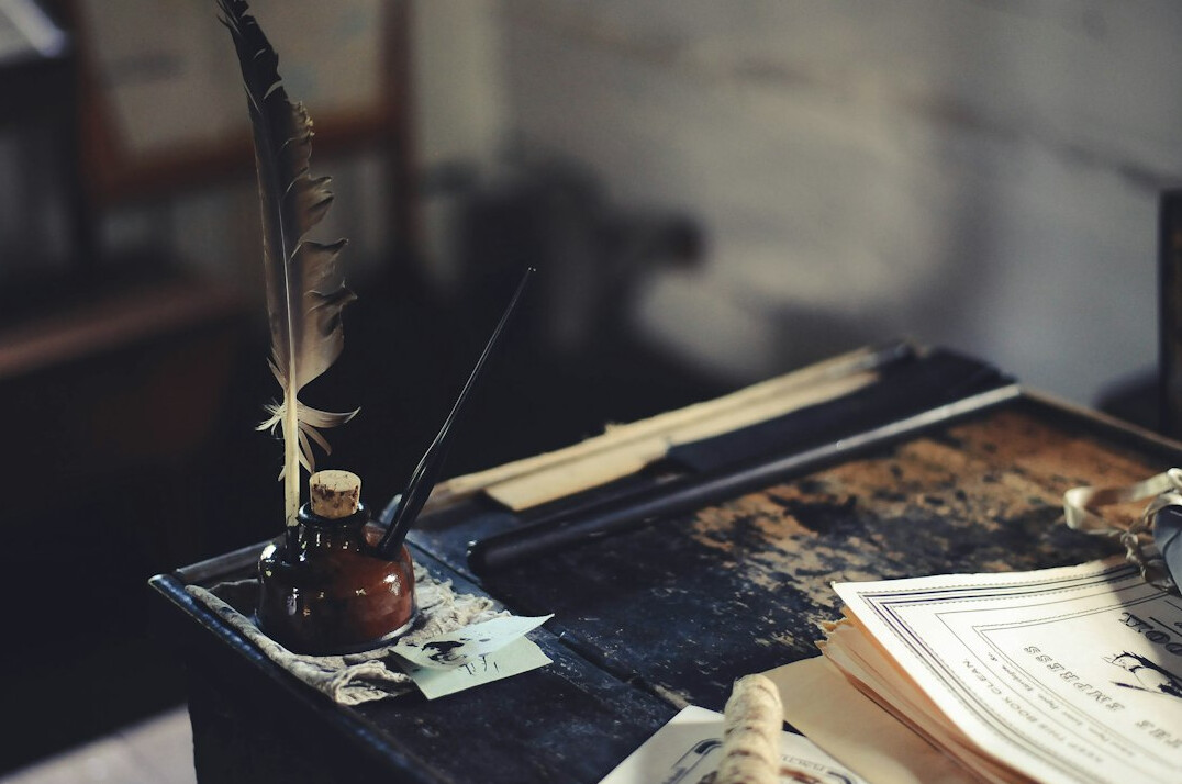 ancient manuscript on table